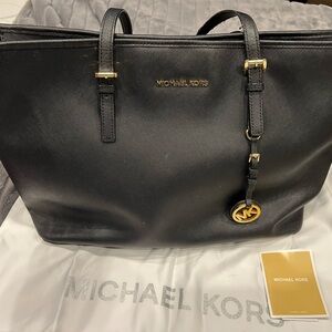 Michael Kors Large Black Leather Tote Bag